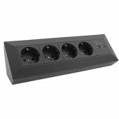 4-fach Steckdosenblock + 2x USB DELPHI schwarz Aufbau-Montage Steckdose mit USB Lade-Buchse