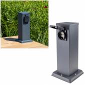 2-fach Garten Steckdosen-Säule Turm-CT anthrazit IP44 Außen-Steckdose Energieverteiler Outdoor