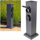4-fach Garten Steckdosen-Säule Turm-CT anthrazit IP44 Außen-Steckdose Energieverteiler Outdoor