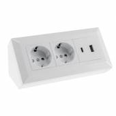 2-fach Steckdosenblock mit USB A & C DELPHI weiß Aufbau-Montage Steckdose 3,1A USB Lade-Buchse PD