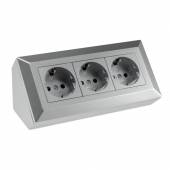 3-fach Steckdosenblock DELPHI silber 250V~ 16A Aufbau-Montage Steckdose