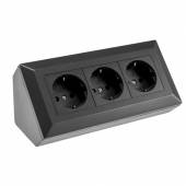 3-fach Steckdosenblock DELPHI schwarz 250V~ 16A Aufbau-Montage Steckdose