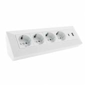 4-fach Steckdosenblock mit USB A & C DELPHI weiß Aufbau-Montage Steckdose 3,1A USB Lade-Buchse PD