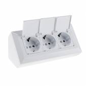 3-fach Steckdosenblock mit Deckel DELPHI weiß 250V~ 16A Aufbau-Montage Steckdose