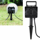 4er Garten-Steckdose DUBAI 1,5m Kabel IP44 Erdspieß Außen-Steckdose Stromverteiler Outdoor