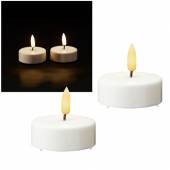 2er Set Led Maxi-Teelichter 3D FLAMME ØxH 60x55mm flackernd mit TIMER weiß XL