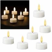 6er Set Led Teelichter 3D FLAMME ØxH 38x47mm flackernd weiß