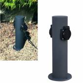 2-fach Steckdosen-Säule TOKIO anthrazit 2 Steckdosen IP44 Außen-Steckdose Energieverteiler Outdoor