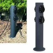 4-fach Steckdosen-Säule TOKIO anthrazit 4 Steckdosen IP44 Außen-Steckdose Energieverteiler Outdoor