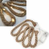 1,5m Jute-Seil mit Drahtlichterkette 10 micro-LEDs batteriebetrieben B-Ware