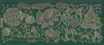 Zier-Sticker-Bogen-Weihnachtsmotive-grün/gold-W 0190grg