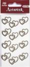 Artoz-3D Sticker-Artwork-Embellishments-70-44- doppelte Herzen - silber / Steinchen