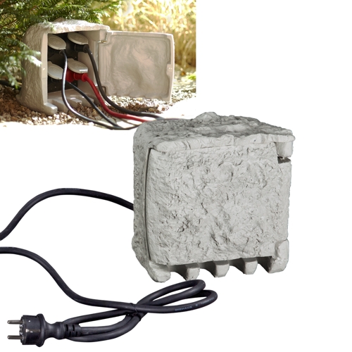 Heitronic 4fach GartenSteckdose STEIN GranitOptik 1,5m Kabel IP44
