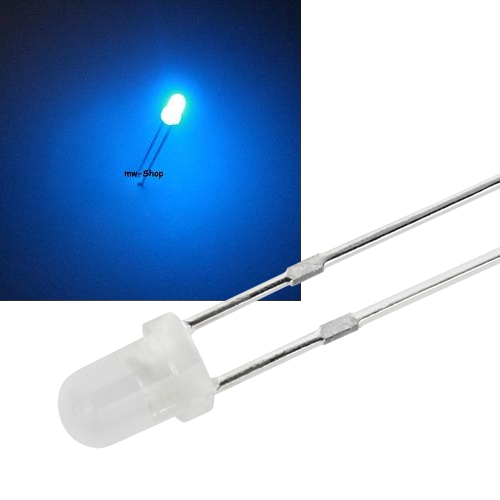 20 LEDs Bleues 3 Mm - 1200 Mcd - Angle 40° - Pour Projets électroniques