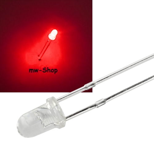 3mm Led rot BLINKEND 30° 620~630nm 2,0-2,2V 20mA