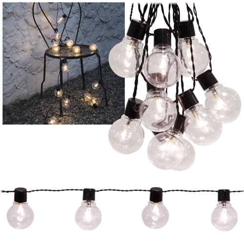 Led Party Lichterkette Lightchain Klar Kabel Schwarz Mit 16 Gluhbirnen 9 5m 230v