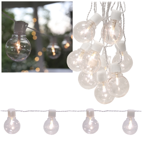 Led Party Lichterkette Lightchain Klar Kabel Weiss Mit 16 Gluhbirnen 9 5m 230v