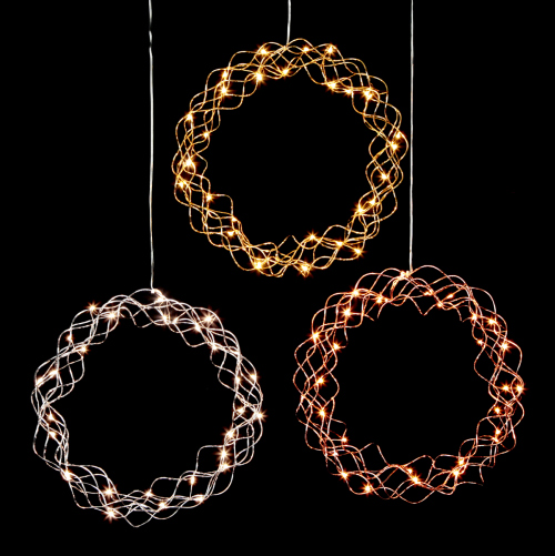 LED Licht Kranz 30cm Curly Dewdrops beleuchtet silber
