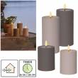 In & Outdoor LED Kerze 3D-Flamme Soft Liquid-Wax-Optik mit TIMER 12,5/17,5x7,5cm f&uuml;r Terrasse Garten