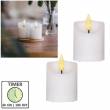 2er Set LED Mini-Kerzen 3D FLAMME 7,7x5cm flackernd Echtwachs mit TIMER wei&szlig;