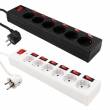   Mehrfach-Tisch-Steckdose 6-fach einzeln schaltbar AN-AUS Steckerleiste Tisch-Steckdosen-Leiste
