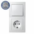 FLAIR Kombi-Schalter-Steckdose wei&szlig; Klemmanschluss mit Rahmen 250V~ 10A Lichtschalter