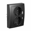  FLAIR Schutzkontakt Steckdose 2-fach auf 1x UP Dose schwarz 230V 16A mit USB A &USB C PD Ladeport