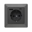 MILOS Steckdose USB-C & A Buchse anthrazit mit Rahmen 250V~ 16A